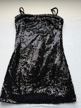 Princess Polly Black Sequin Strapless Mini Dress Party Club Dress US 2